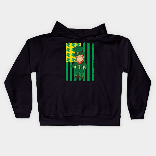 Irish American Leprechaun Flag Kids Hoodie by AngelFlame